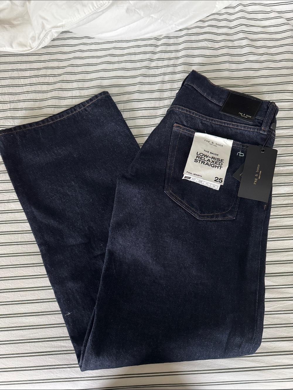 Rag & Bone Low-Rise Relaxed Straight Dark Wash Jeans